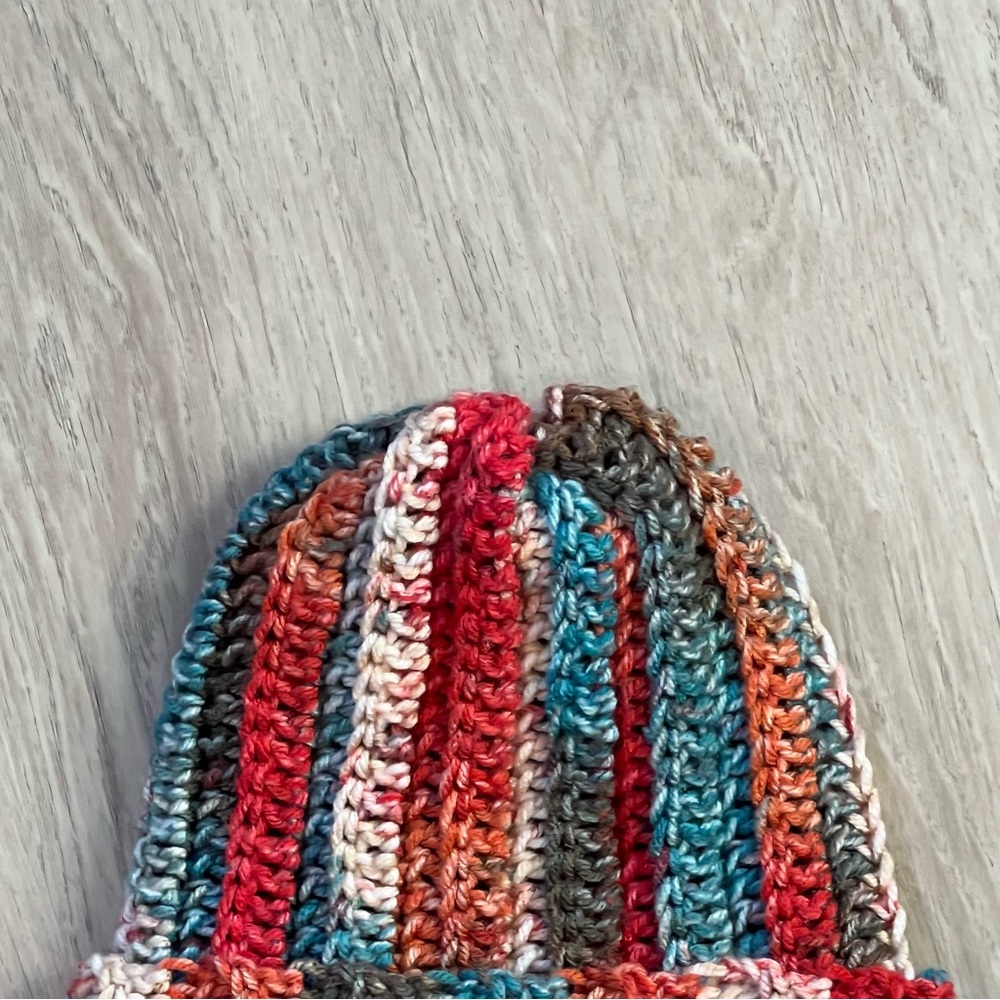 Multicolor Chunky Striped Knit Beanie by |A Lil’s Crochet Collection - Picture 5 of 5